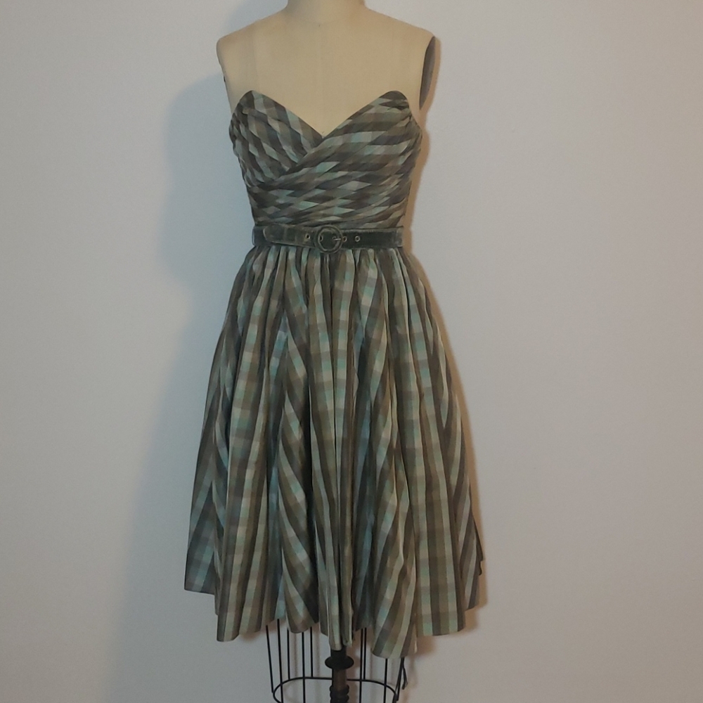 Betsey Johnson Evening cocktail plaid silk dress
